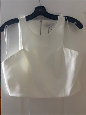Milly White Crop Top with Cutout Straps
